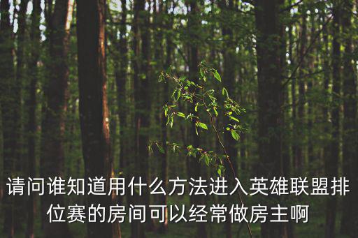 请问谁知道用什么方法进入英雄联盟排位赛的房间可以经常做房主啊