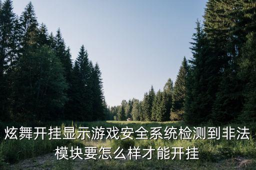 炫舞开挂显示游戏安全系统检测到非法模块要怎么样才能开挂