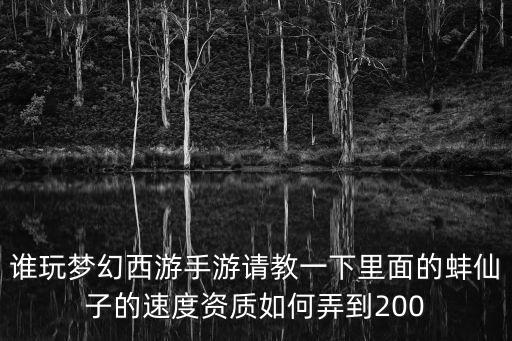 谁玩梦幻西游手游请教一下里面的蚌仙子的速度资质如何弄到200