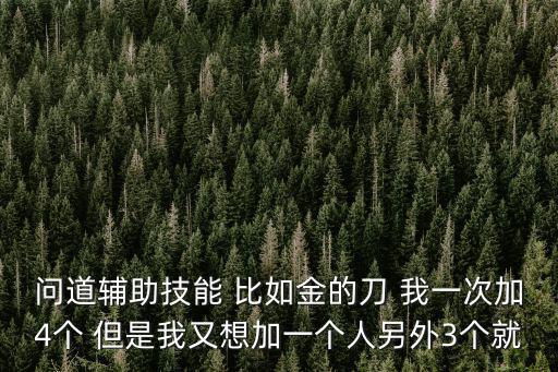 问道辅助技能 比如金的刀 我一次加4个 但是我又想加一个人另外3个就