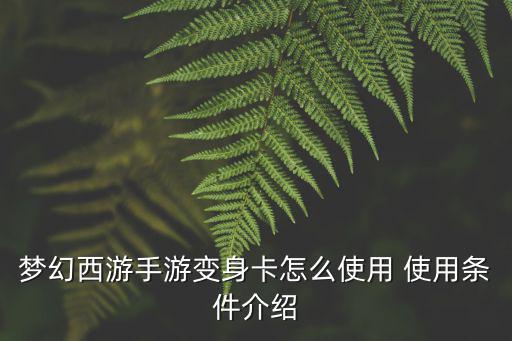 梦幻手游变身怎么变，梦幻怎么变身