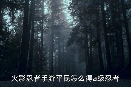 火影忍者手游平民怎么得a级忍者