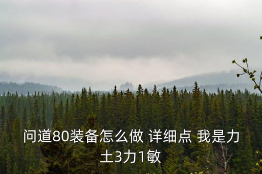 问道手游80装备怎么加，问道游戏里80级套装怎么做