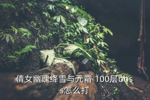 倩女幽魂绛雪与元霜 100层boss怎么打