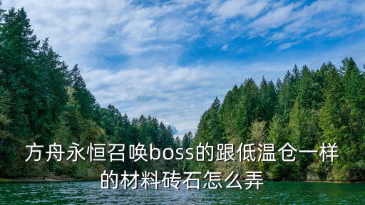 方舟永恒召唤boss的跟低温仓一样的材料砖石怎么弄