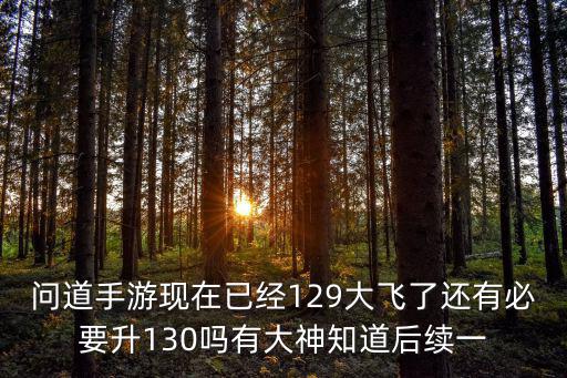 问道手游现在已经129大飞了还有必要升130吗有大神知道后续一