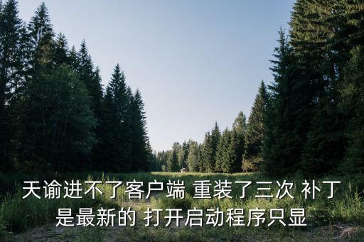 天谕进不了客户端 重装了三次 补丁是最新的 打开启动程序只显