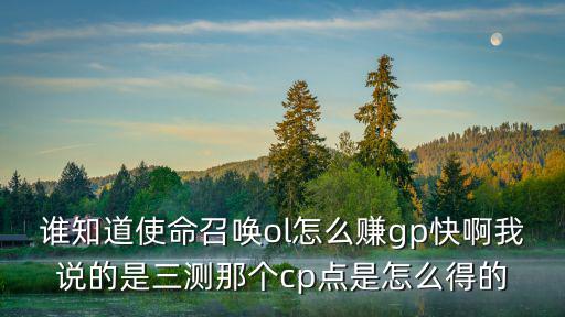 谁知道使命召唤ol怎么赚gp快啊我说的是三测那个cp点是怎么得的