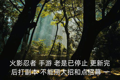 火影忍者 手游 老是已停止 更新完 后打副本 不能用大招和点招幕 一