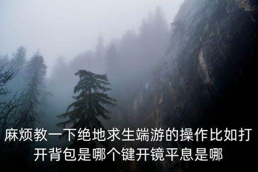 麻烦教一下绝地求生端游的操作比如打开背包是哪个键开镜平息是哪