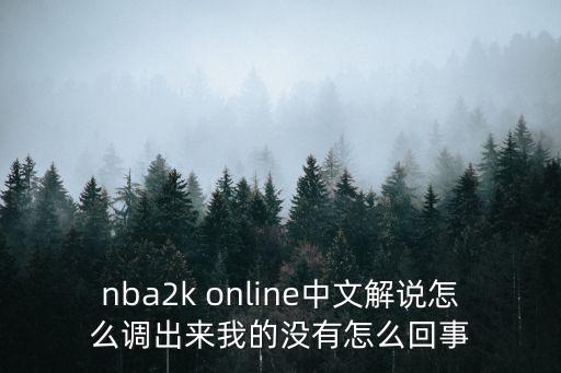 nba2k online中文解说怎么调出来我的没有怎么回事