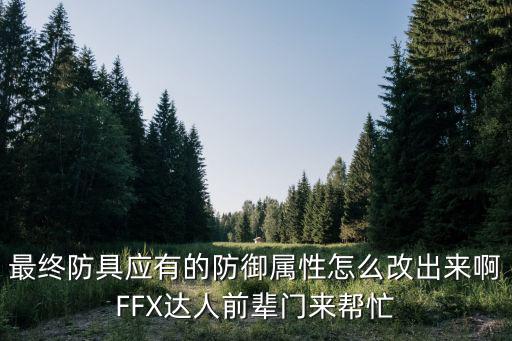 最终防具应有的防御属性怎么改出来啊FFX达人前辈门来帮忙