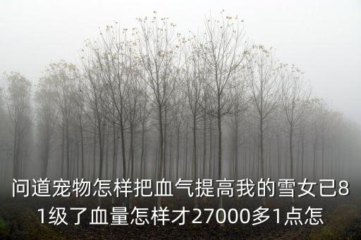 问道宠物怎样把血气提高我的雪女已81级了血量怎样才27000多1点怎