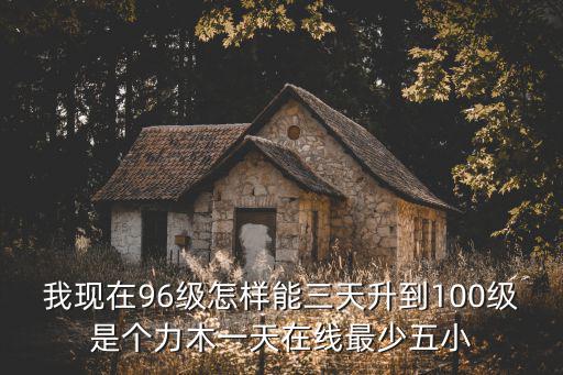 我现在96级怎样能三天升到100级是个力木一天在线最少五小