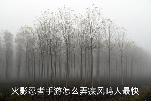 火影忍者手游怎么弄疾风鸣人最快