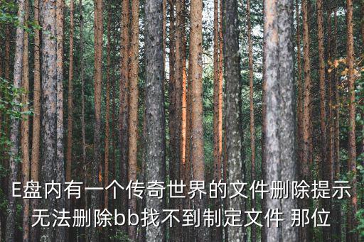 E盘内有一个传奇世界的文件删除提示无法删除bb找不到制定文件 那位