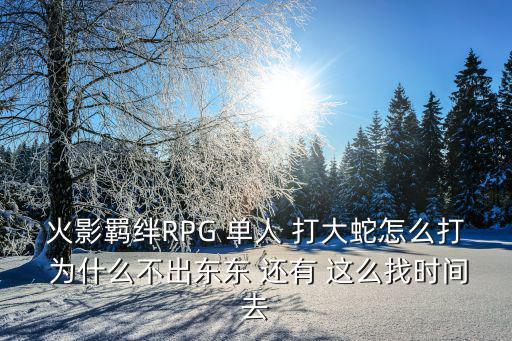 火影羁绊RPG 单人 打大蛇怎么打 为什么不出东东 还有 这么找时间去