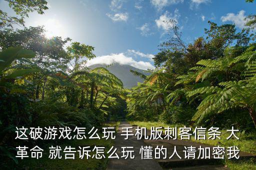 这破游戏怎么玩 手机版刺客信条 大革命 就告诉怎么玩 懂的人请加密我