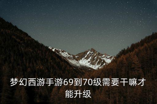 梦幻西游手游69到70级需要干嘛才能升级