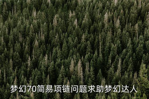 梦幻70简易项链问题求助梦幻达人