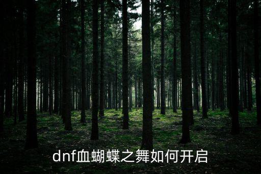 dnf血蝴蝶之舞如何开启