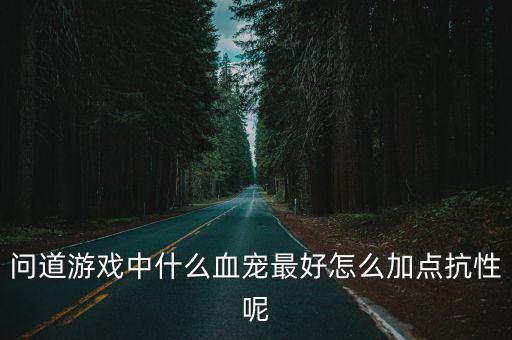 问道游戏中什么血宠最好怎么加点抗性呢