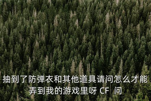 抽到了防弹衣和其他道具请问怎么才能弄到我的游戏里呀 CF  问