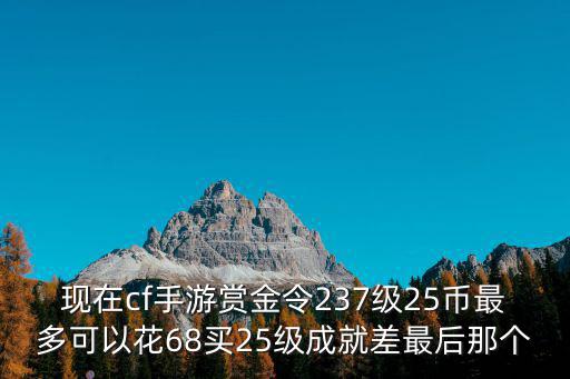 现在cf手游赏金令237级25币最多可以花68买25级成就差最后那个