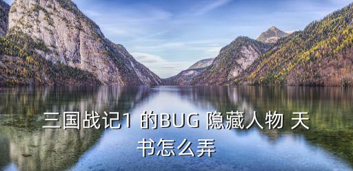 三国战记1 的BUG 隐藏人物 天书怎么弄