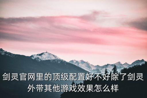 剑灵官网里的顶级配置好不好除了剑灵外带其他游戏效果怎么样