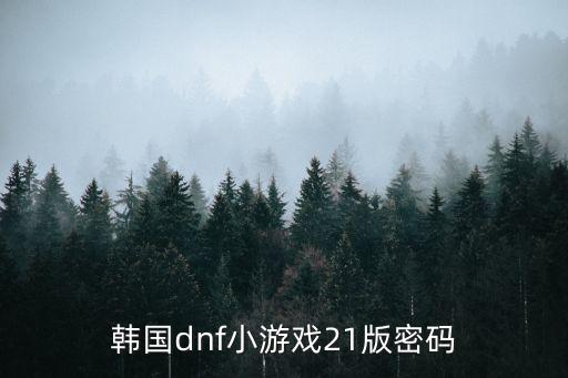 韩国dnf小游戏21版密码