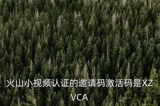 火山小视频认证的邀请码激活码是XZVCA