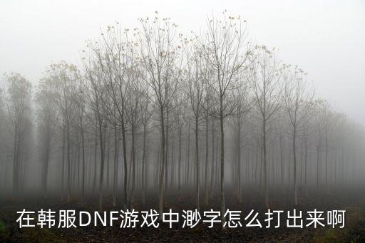 在韩服DNF游戏中渺字怎么打出来啊