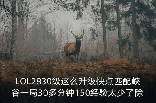 LOL2830级这么升级快点匹配峡谷一局30多分钟150经验太少了除