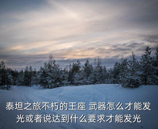 泰坦之旅不朽的王座 武器怎么才能发光或者说达到什么要求才能发光