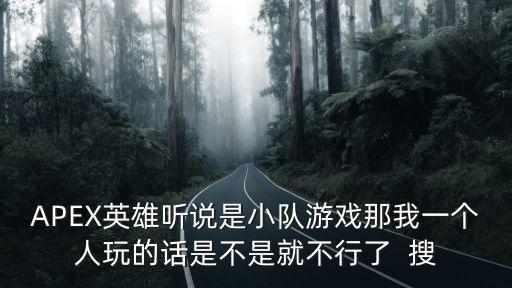 APEX英雄听说是小队游戏那我一个人玩的话是不是就不行了  搜