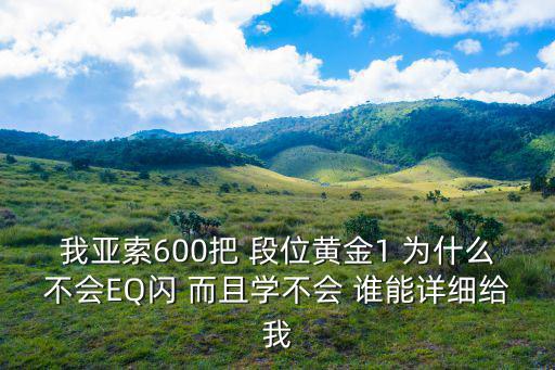 我亚索600把 段位黄金1 为什么不会EQ闪 而且学不会 谁能详细给我