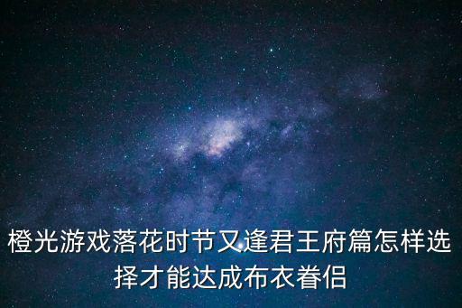 橙光游戏落花时节又逢君王府篇怎样选择才能达成布衣眷侣