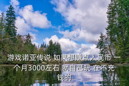 游戏诺亚传说 如果想赚点人民币 一个月3000左右 就自己玩 在不充钱的