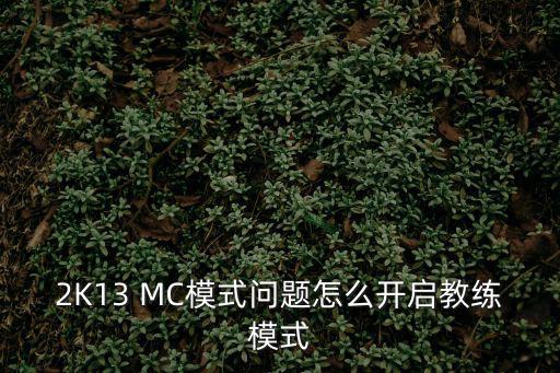 2K13 MC模式问题怎么开启教练模式