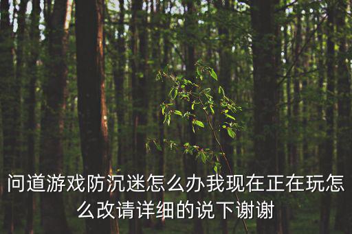 问道游戏防沉迷怎么办我现在正在玩怎么改请详细的说下谢谢