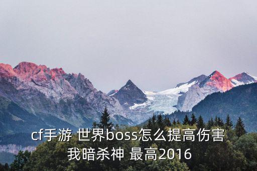 cf手游 世界boss怎么提高伤害 我暗杀神 最高2016