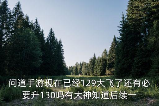 问道手游现在已经129大飞了还有必要升130吗有大神知道后续一