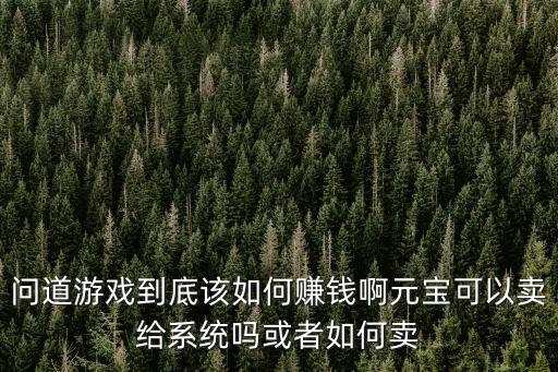 问道游戏到底该如何赚钱啊元宝可以卖给系统吗或者如何卖