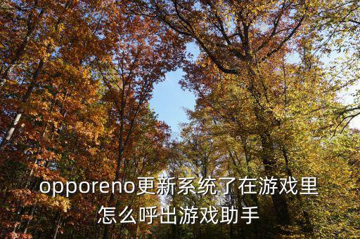 opporeno更新系统了在游戏里怎么呼出游戏助手