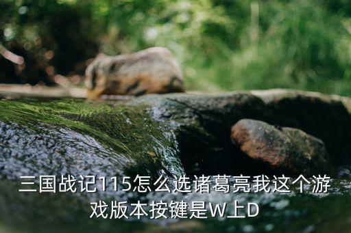 三国战记115怎么选诸葛亮我这个游戏版本按键是W上D