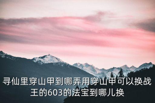 寻仙里穿山甲到哪弄用穿山甲可以换战王的603的法宝到哪儿换