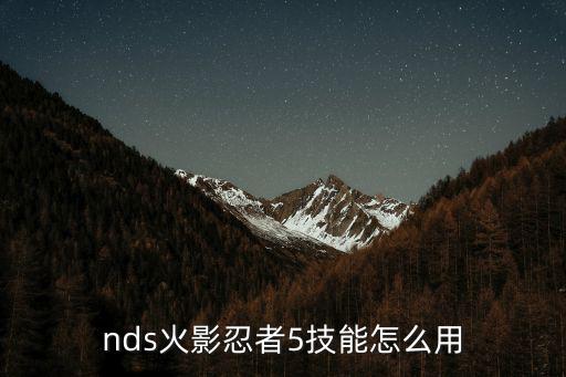 nds火影忍者5技能怎么用