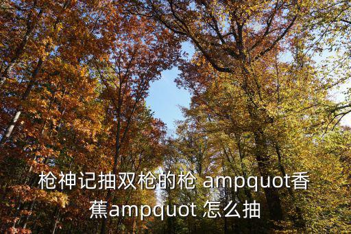 枪神记抽双枪的枪 ampquot香蕉ampquot 怎么抽