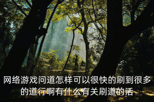 网络游戏问道怎样可以很快的刷到很多的道行啊有什么有关刷道的活